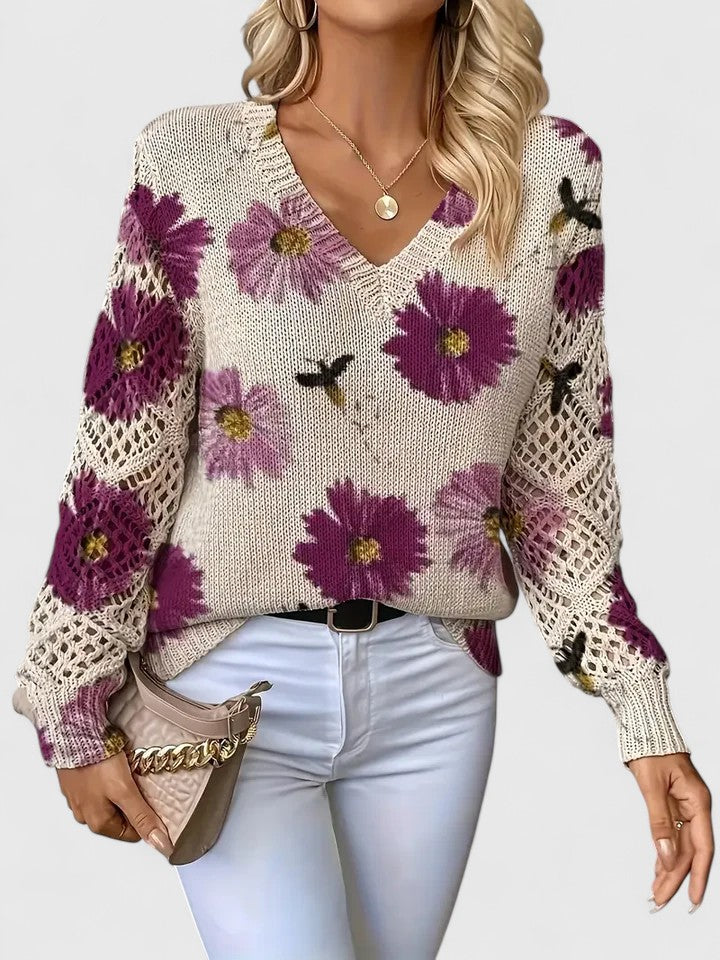 Aurélie | Elegancki sweter w kwiaty