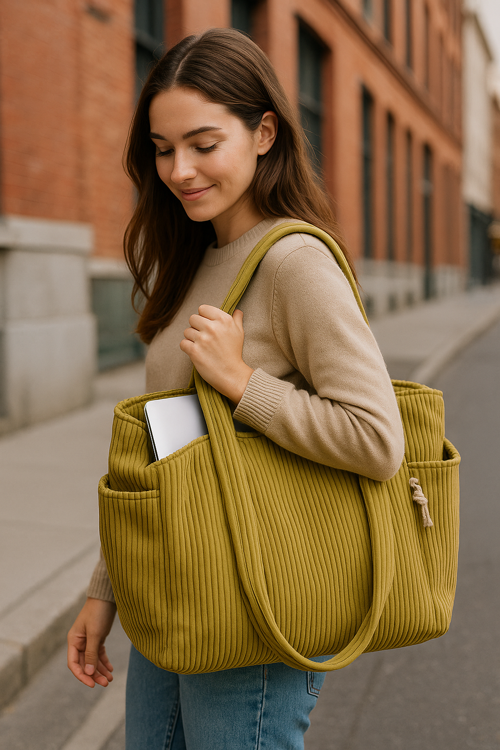 Mila – Pikowana torba typu tote ze ściągaczem