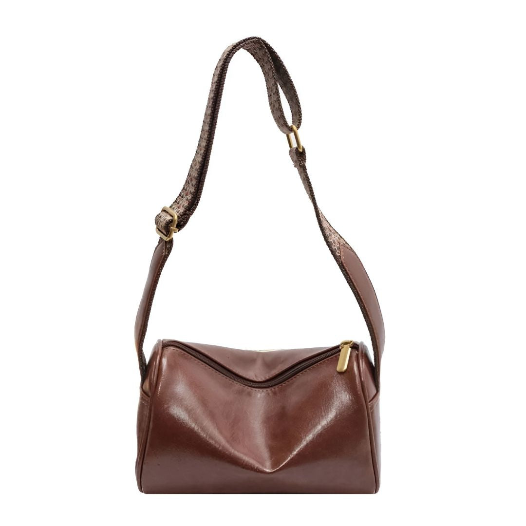 Trine™ | Vintage Skórzana Torebka Crossbody z Woven Paskiem Regulowanym