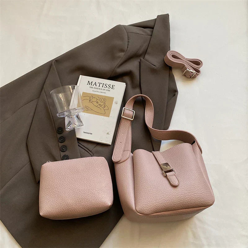 Iris™ – Elegancka torba bucket o skórzanym wykończeniu