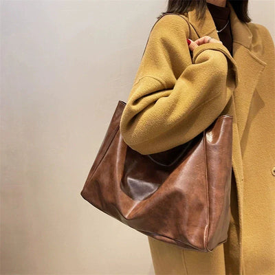 Lisa™ - Elegancka brązowa torba tote z efektem skóry